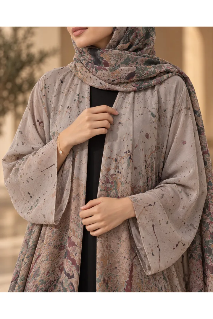 كافالي عباية بنقشة تجريدية | ABAYA-6357