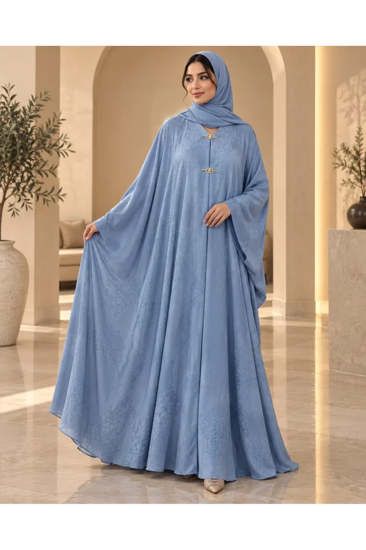 كافالي عباية جاكارد زهور بأكمام خفاش | ABAYA-6534