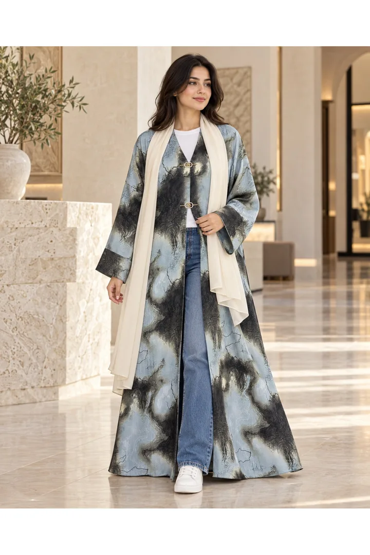 كافالي عباية بنقشة الرخام | ABAYA-7827