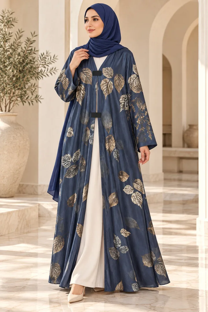 كافالي عباية بنقشة أوراق | ABAYA-7927