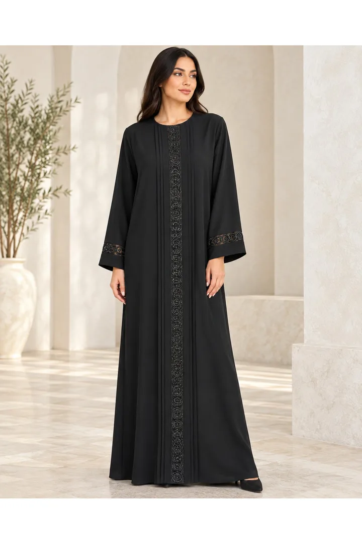 كافالي عباية سهلة اللبس مزينة بالخرز | ABAYA-8334