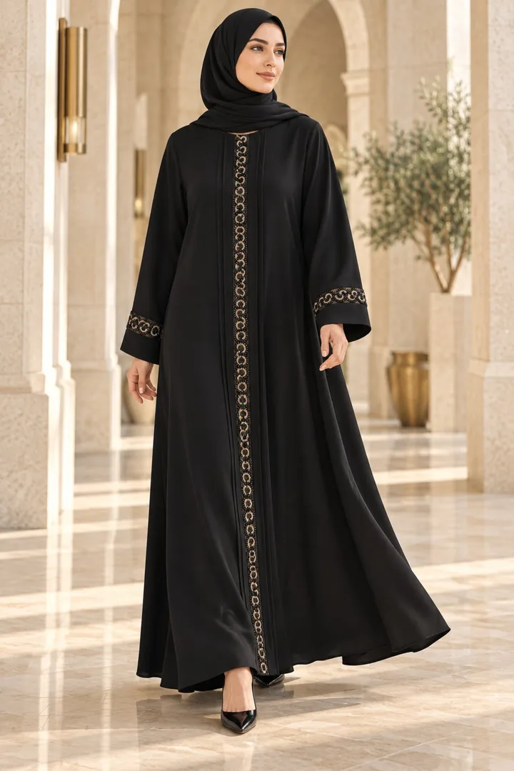 كافالي عباية سهلة اللبس مزينة بالخرز | ABAYA-8334
