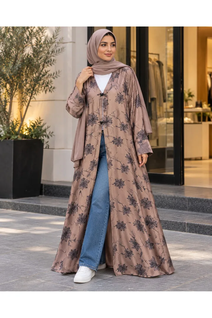 كافالي عباية مفتوحة بنقشة الزهور | ABAYA-9227