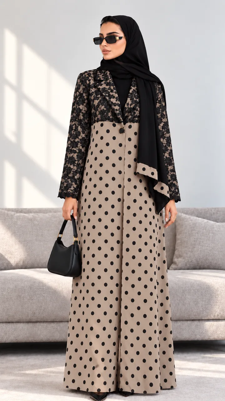 كافالي عباية دانتيل ونقاط | ABAYA-8700