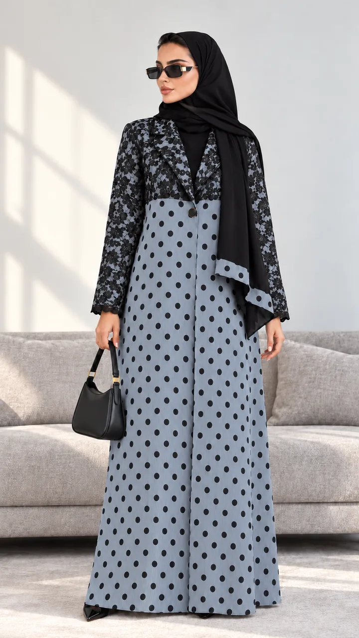كافالي عباية دانتيل ونقاط | ABAYA-8700