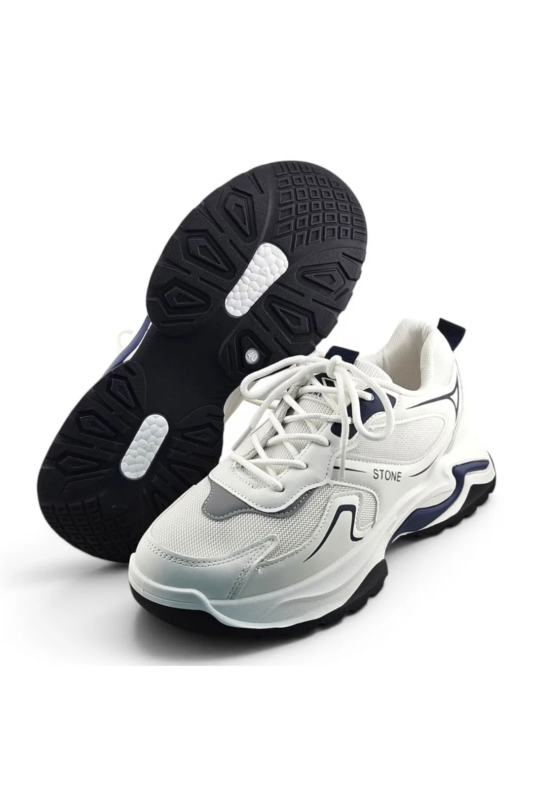 White / Navy Blue