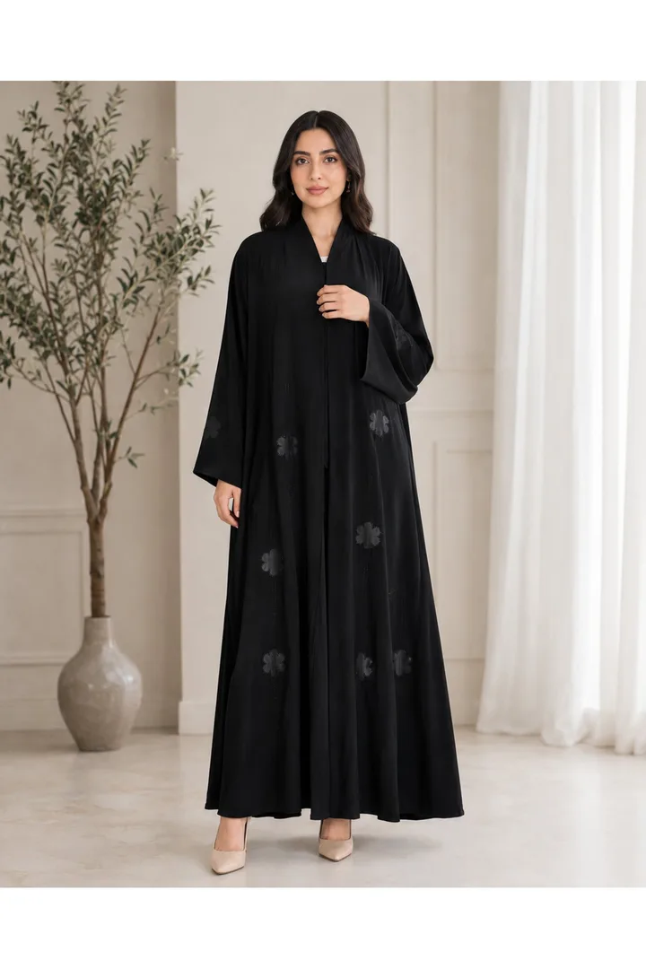 كافالي عباية مزينة بالزهور والخرز | ABAYA-2950