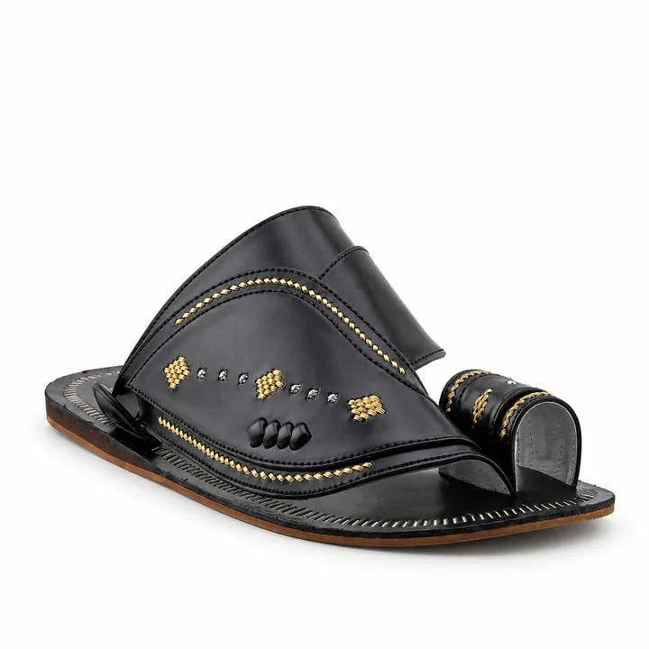 Al Fanoos Gold-Stitched Arabic Sandals for Men | 20039