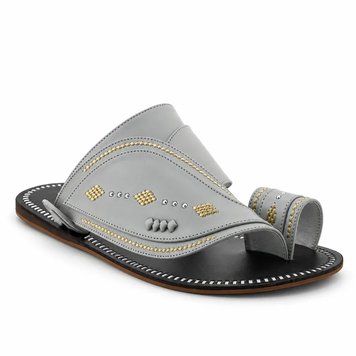 Al Fanoos Gold-Stitched Arabic Sandals for Men | 20039