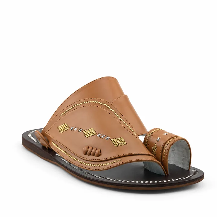 Al Fanoos Gold-Stitched Arabic Sandals for Men | 20039