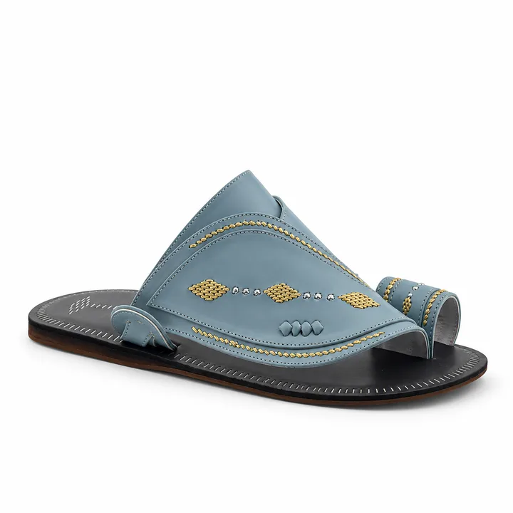 Al Fanoos Gold-Stitched Arabic Sandals for Men | 20039