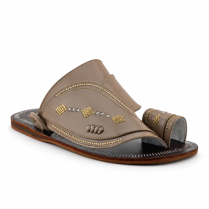 Al Fanoos Gold-Stitched Arabic Sandals for Men | 20039