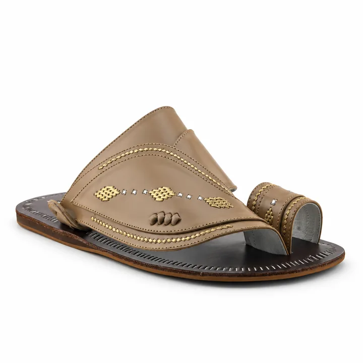 Al Fanoos Gold-Stitched Arabic Sandals for Men | 20039