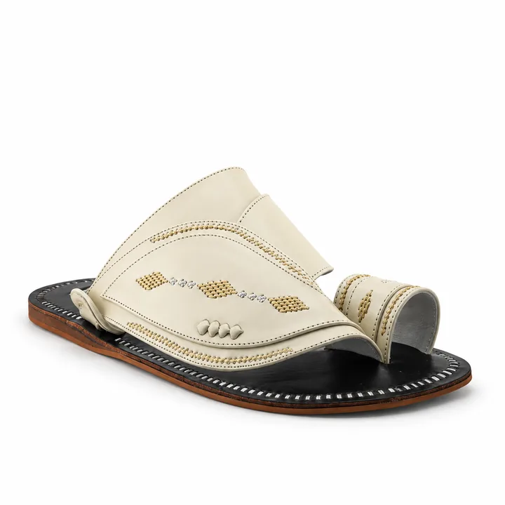 Al Fanoos Gold-Stitched Arabic Sandals for Men | 20039