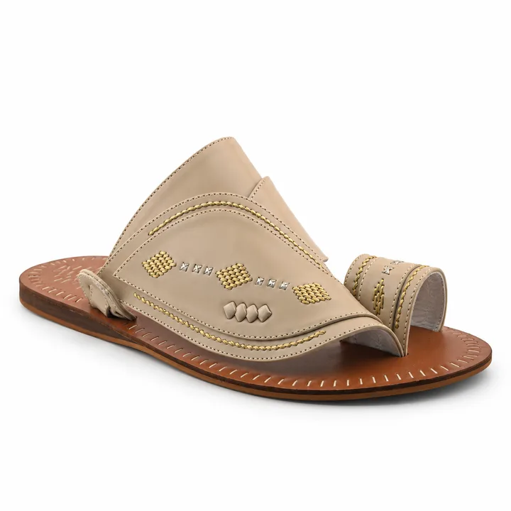 Al Fanoos Gold-Stitched Arabic Sandals for Men | 20039