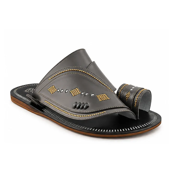Al Fanoos Gold-Stitched Arabic Sandals for Men | 20039