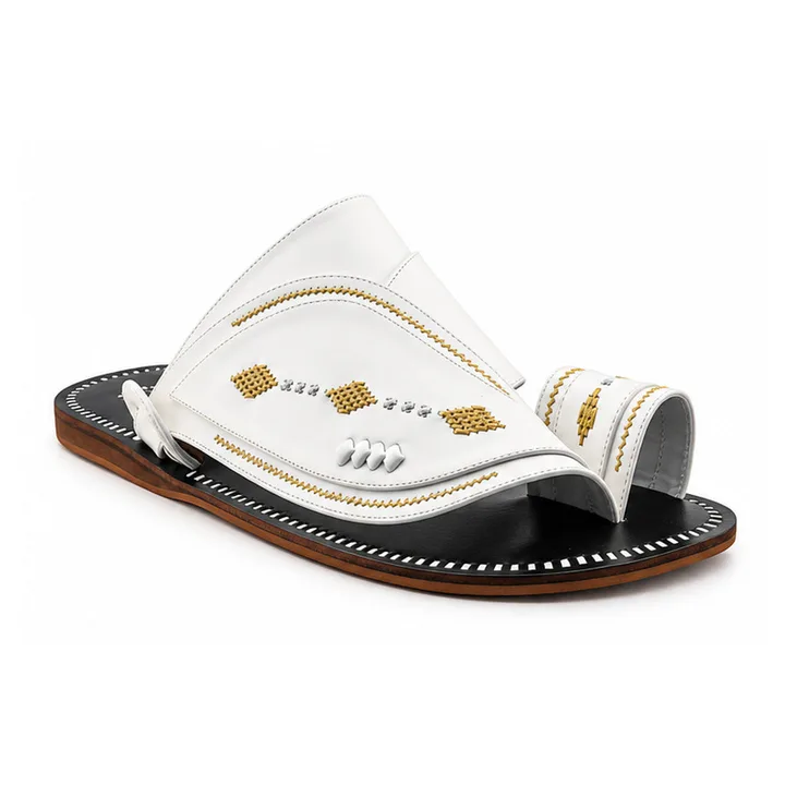 Al Fanoos Gold-Stitched Arabic Sandals for Men | 20039