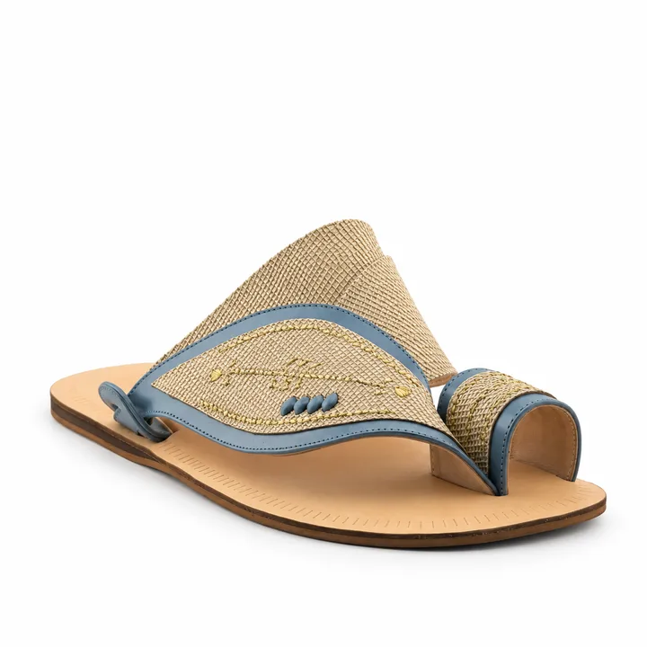 Al Fanoos Two-Tone Gold-Stitched Arabic Sandals for Men | 21009
