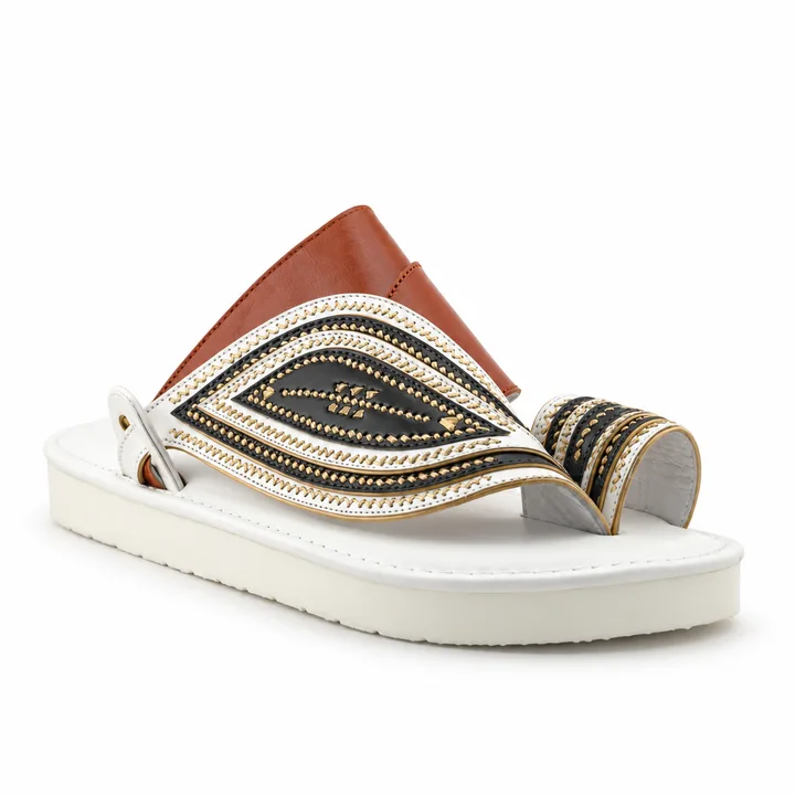 Al Fanoos Beaded Embroidered Comfort Arabic Sandals for Men | 20034