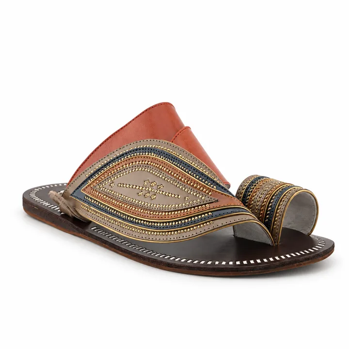 Al Fanoos Beaded Embroidered Handmade Arabic Sandals for Men | 20035