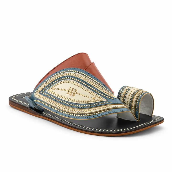 Al Fanoos Beaded Embroidered Handmade Arabic Sandals for Men | 20035