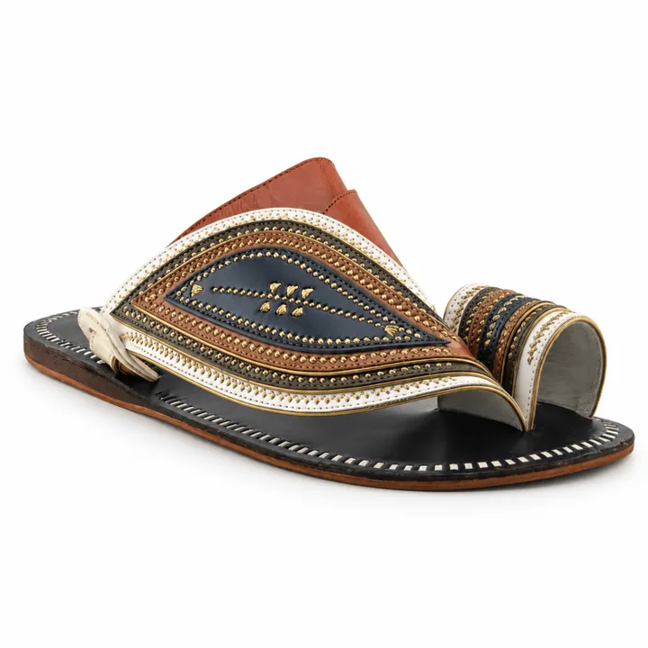 Al Fanoos Beaded Embroidered Handmade Arabic Sandals for Men | 20035