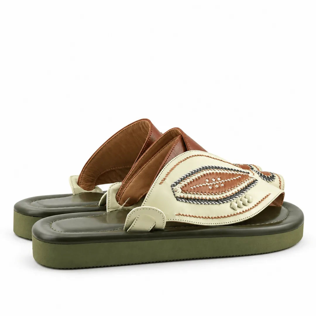 Cream / Olive Green